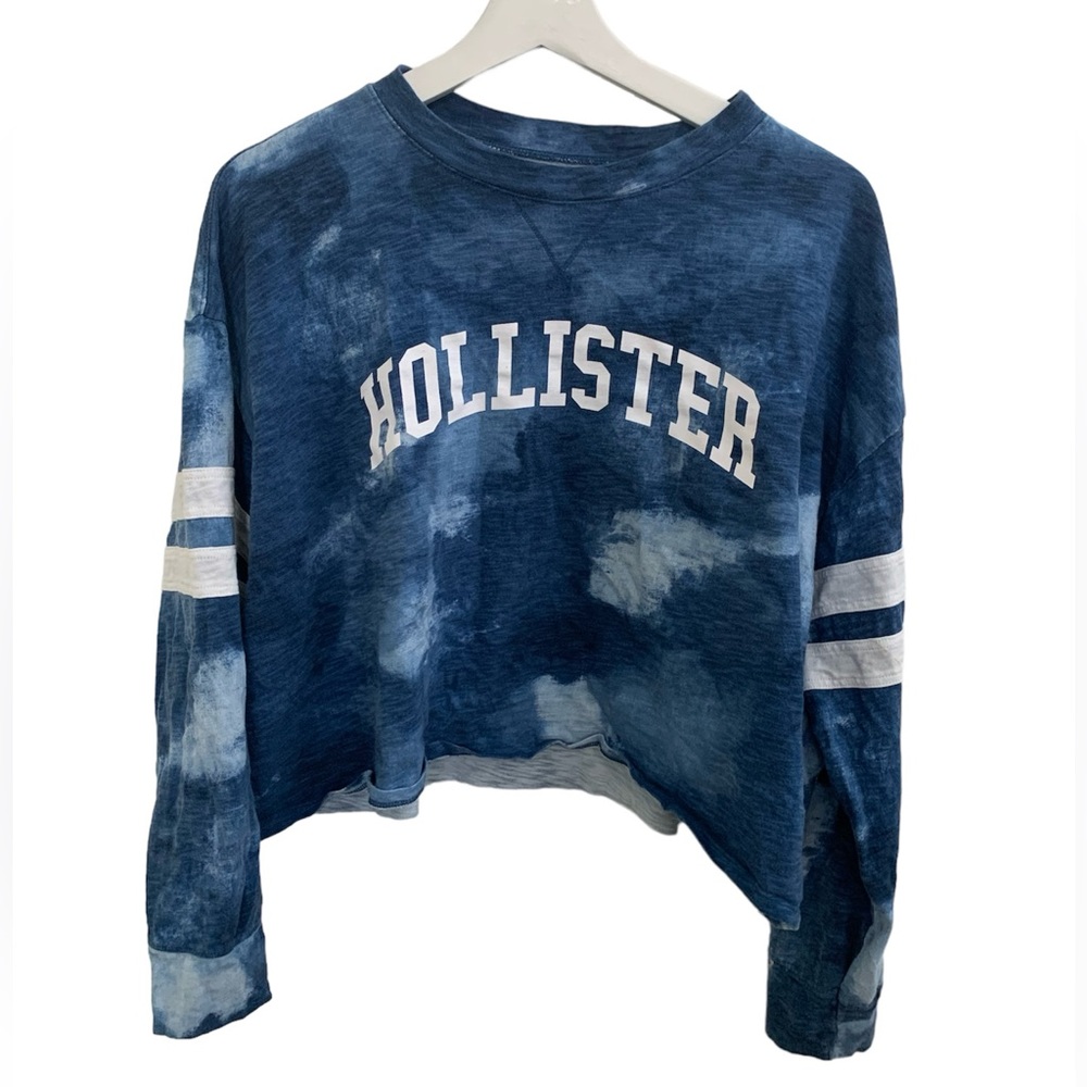 Hollister Mist Have Collection Oversized Long Sleeve Cropped, Tye Die Blue